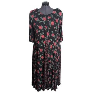 Vintage 90s Collectible Starina Floral Crinkle Rayon Maxi Dress L fits XL